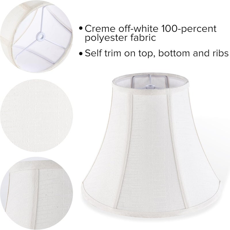 JERHOUS Creme White Bell Lamp Shades Set of 2 Medium Shade 6.7``Top x 13``Bottom x 10``High(Spider) Traditional Lampshade for Table & Bedside Lamp - Replacement Lampshades By - Image 2